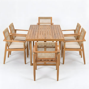 7 Piece Acacia Wood Outdoor Dining Set with Cushions