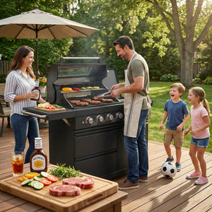 46-Inch 75300 BTU 6-Burners Deluxe Stainless Steel Gas Outdoor Kitchen Barbecue Grill
