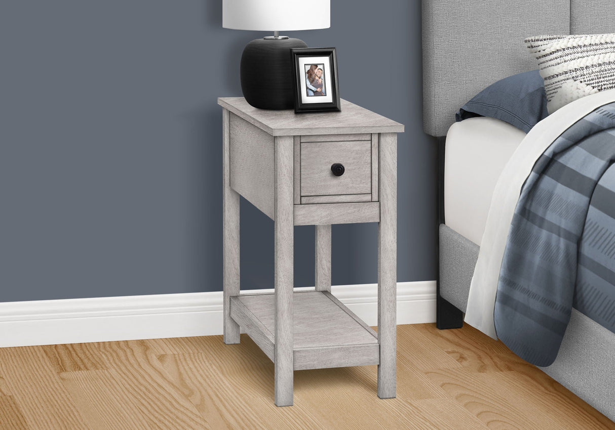 Accent End Table, 2 Tier, Narrow, Lamp, Storage Drawer, Charming Design - Best Buy Furniture