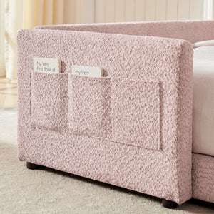 Cute Rabbit Ear Upholstered Platform Bed Frame With Safety Rail
