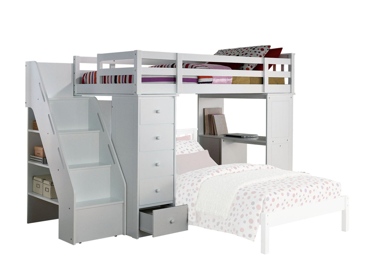 Freya - Twin Loft Bed With Storage (Not Including The Bottom Twin Bed) - White - Best Buy Furniture