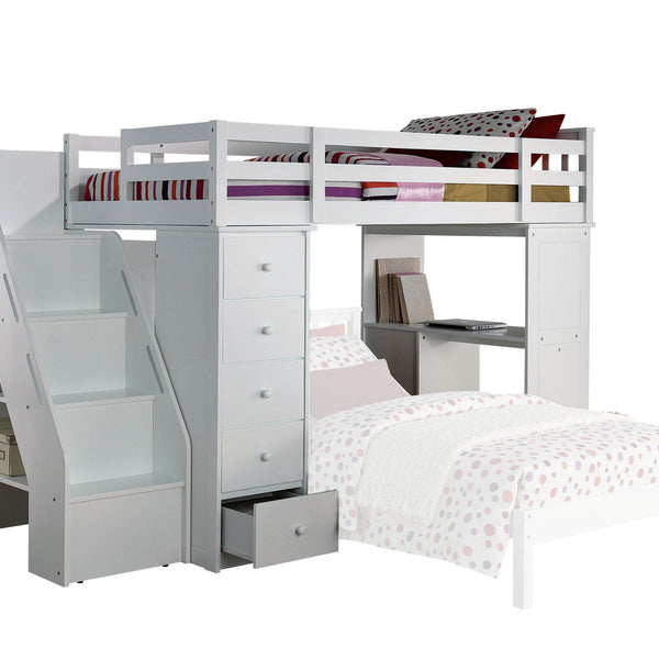 Freya - Twin Loft Bed With Storage (Not Including The Bottom Twin Bed) - White - Best Buy Furniture
