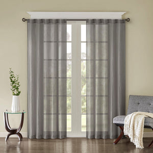Solid Crushed Curtain Panel Pair (2 Pcs) - Grey