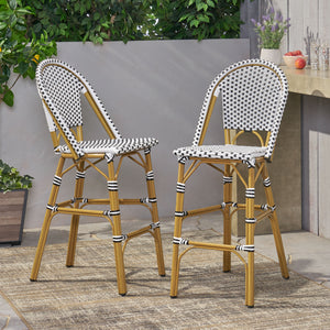 29.5" Outdoor PE Rattan French Barstool
