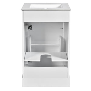 Elegant Bathroom Vanity With Ceramic Sink, Soft Close Door, Adjustable Shelf