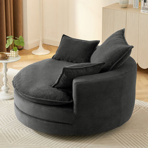 360° Swivel Accent Barrel Chair With Dual Layer Cushion And 3 Removable Pillows