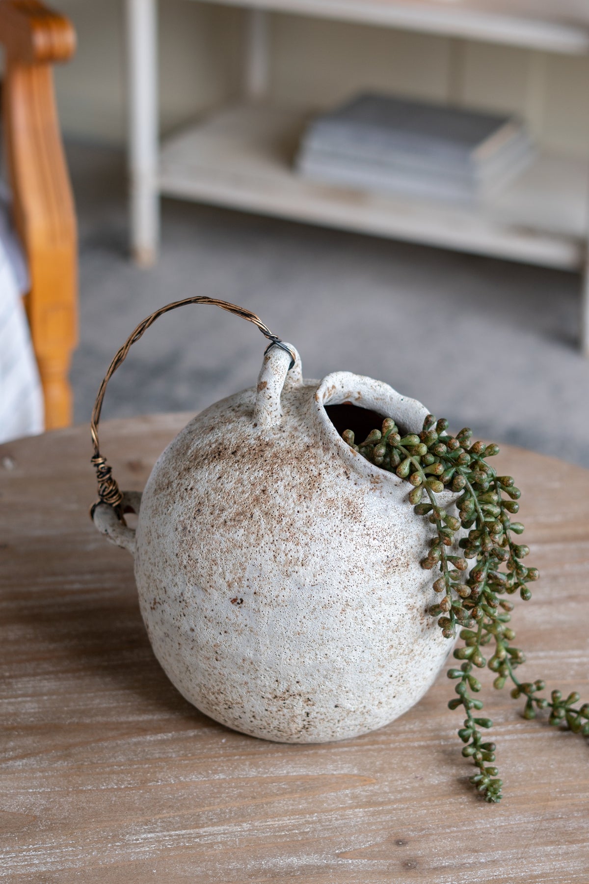 9.8x8.3x10.3" Hand-Pulled Decorative Ceramic Jug with Worn Finish