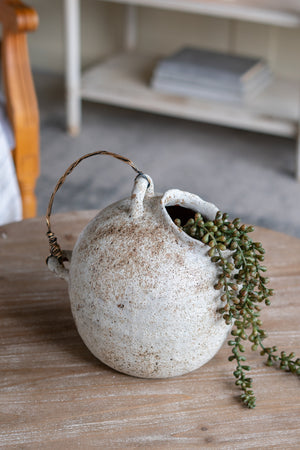 9.8x8.3x10.3" Hand-Pulled Decorative Ceramic Jug with Worn Finish