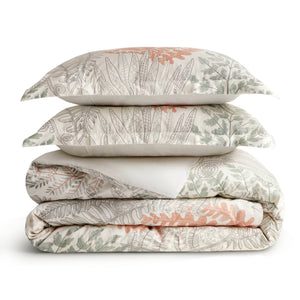 3-Piece Full/Queen Cotton Sateen Duvet Cover Set - Terracotta/Linen