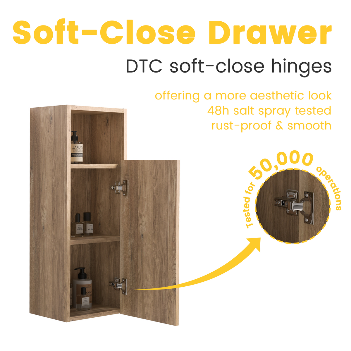 Rough Oak Wall-Mounted Bathroom Storage Cabinet, 12-Inch