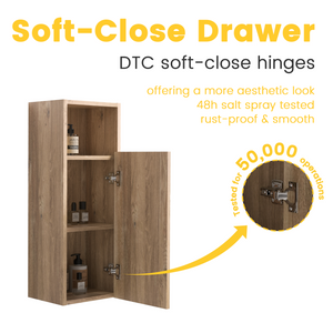 Rough Oak Wall-Mounted Bathroom Storage Cabinet, 12-Inch