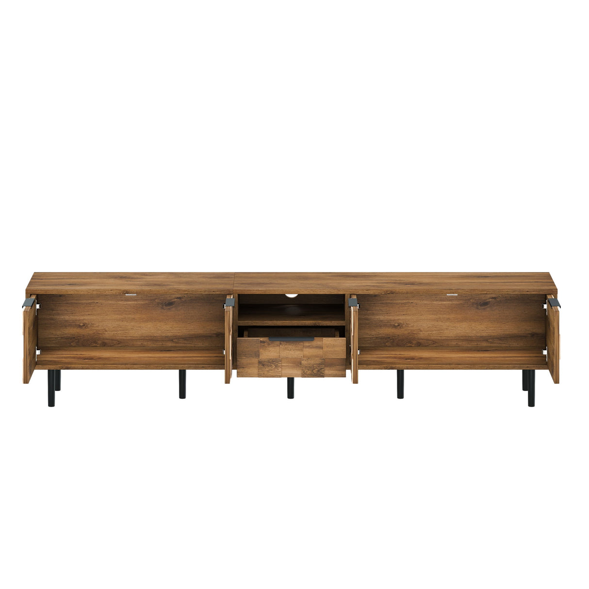 TV Stand, L Shaped Handle Entertainment Console With Storage - Natural