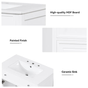 Bathroom Vanity With Sink Top, Cabinet With Door And 2 Drawers - White