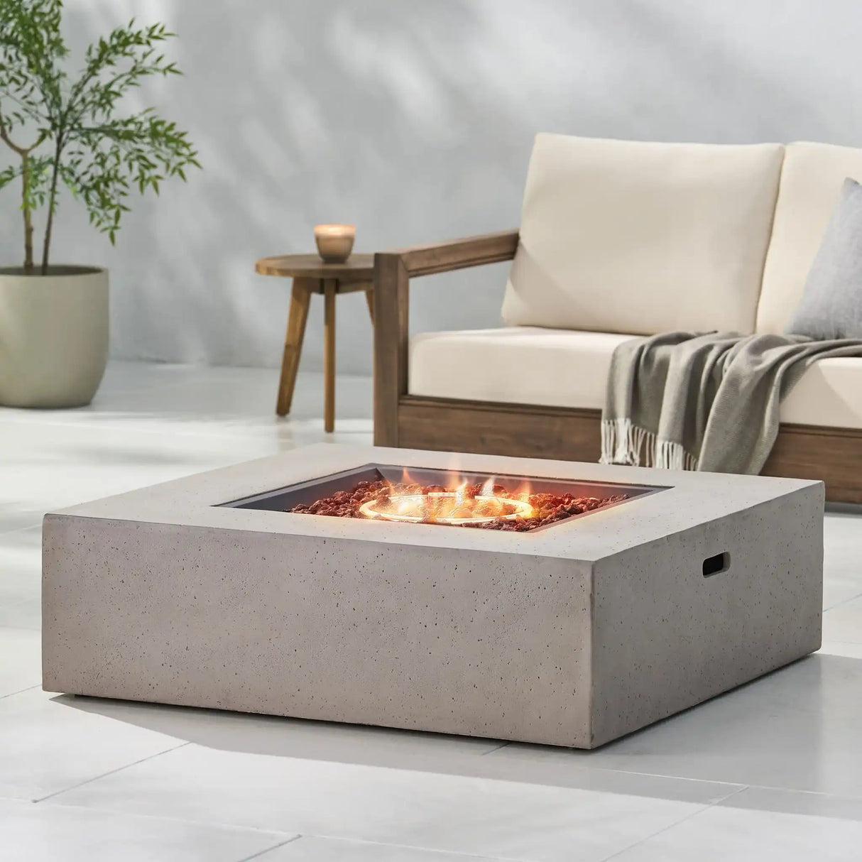 Modern 50,000 Btu Square Fire Table With Propane Tank - Best Buy Furniture