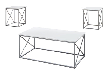 Table Set, Coffee, End, Side, Accent, Living Room, Contemporary, Modern (Set of 3) - White - Best Buy Furniture