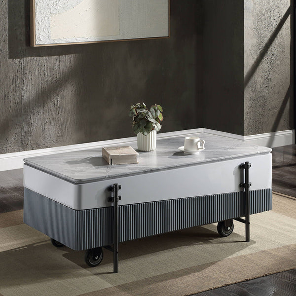 Wilkins - High Gloss Coffee Table With Lift Top - Gray / White - Best Buy Furniture