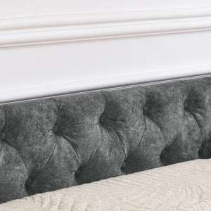 Upholstered Tufted Daybed With 2 Drawers, Waved Arms
