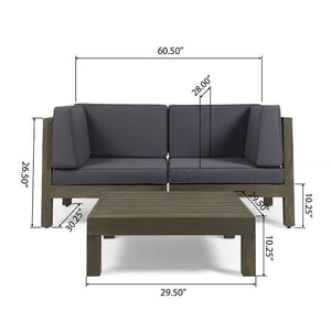 Brava - X Back 2 Seater Sectional Loveseat With Coffee Table