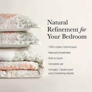 3-Piece Full/Queen Cotton Sateen Duvet Cover Set - Terracotta/Linen