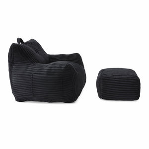 Giant Bean Bag Chair With Armrests And Footstool
