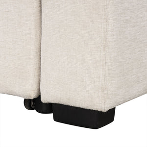 Modern 2 Seater Loveseat Sofa With Pull-Out Bed, Fabric, Built-In USB Ports & Cup Holders