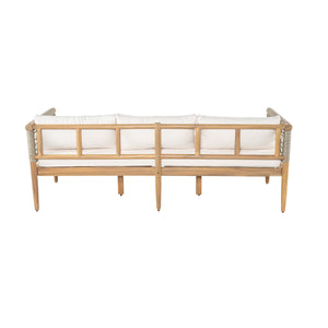 Outdoor Acacia Wood 3-Seater Sofa with Rope Woven Arms