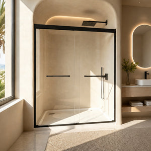 Tempered Glass Aluminum Frame Double Sliding Shower Door