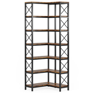 7 Tier Corner Bookshelf Storage Unit for Living Room