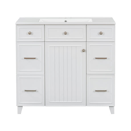 Bathroom Vanity With Ceramic Sink, Soft Close Doors, Adjustable Shelves