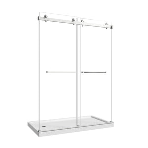 55"-60" W x 76" H Brushed Nickel Reversible Frameless Sliding Shower Door