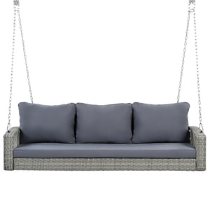 3 Person Large Patio Swing Bench With Cushions For Backyard