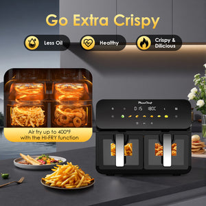 10QT Dual Air Fryer with Double Basket and Digital Touchscreen Control