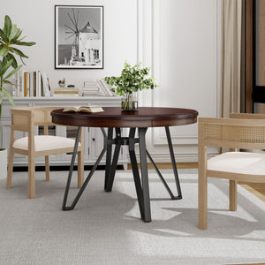 Mid Century Modern Round Dining Table With Metal Legs And Open Shelf - Best Buy Furniture