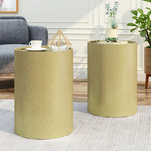 Modern Round Accent Table With Hammered Surface - Best Buy Furniture
