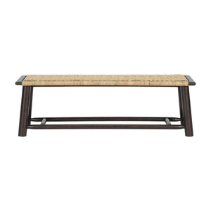 Farmhouse Modern Solid Wood Rattan Bench Multi Functional Design 59" Indoor & Covered Outdoor Bench - Walnut