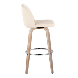 Toriano - Contemporary Fixed Height Barstool With Swivel & Round Footrest (Set of 2)