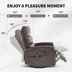 Heat Massage Manual Recliner Chair with Rocker and Swivel