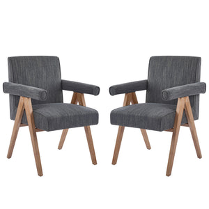 Contemporary Poppy Fabric Dining Armchair With Rubberwood Legs