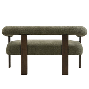 Round Armrest Loveseat (Green + Brown)