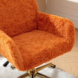 Office Chair, Artificial Rabbit Hair Home Office Chair With Metal Base, Adjustable Desk Chair Swivel Office Chair, Vanity Chair