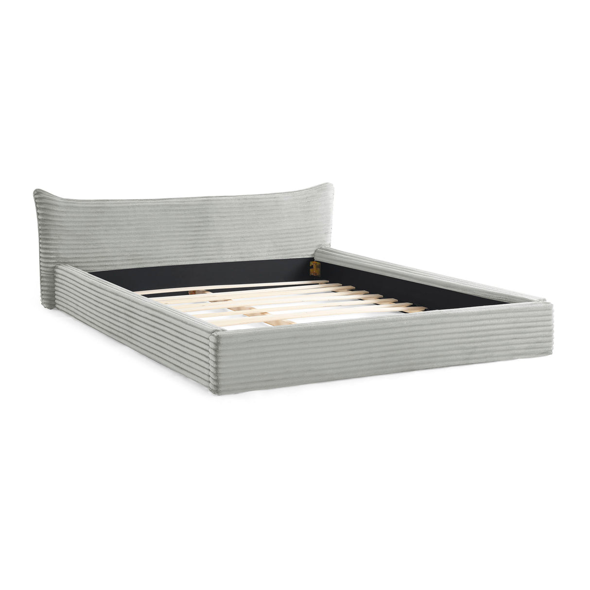 Modern Upholstered Bed Frame With Curved Headboard