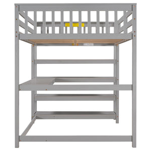 Loft Bed With Storage Shelves And Under Bed Desk