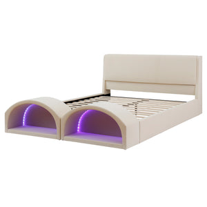 Queen Size Upholstered Platform Bed Frame
