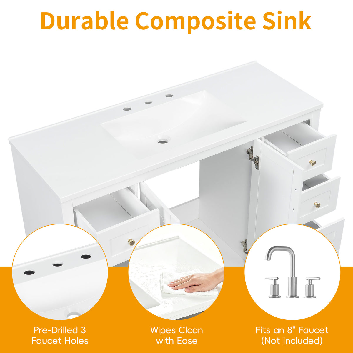 48" Bathroom Vanity with Sink Top