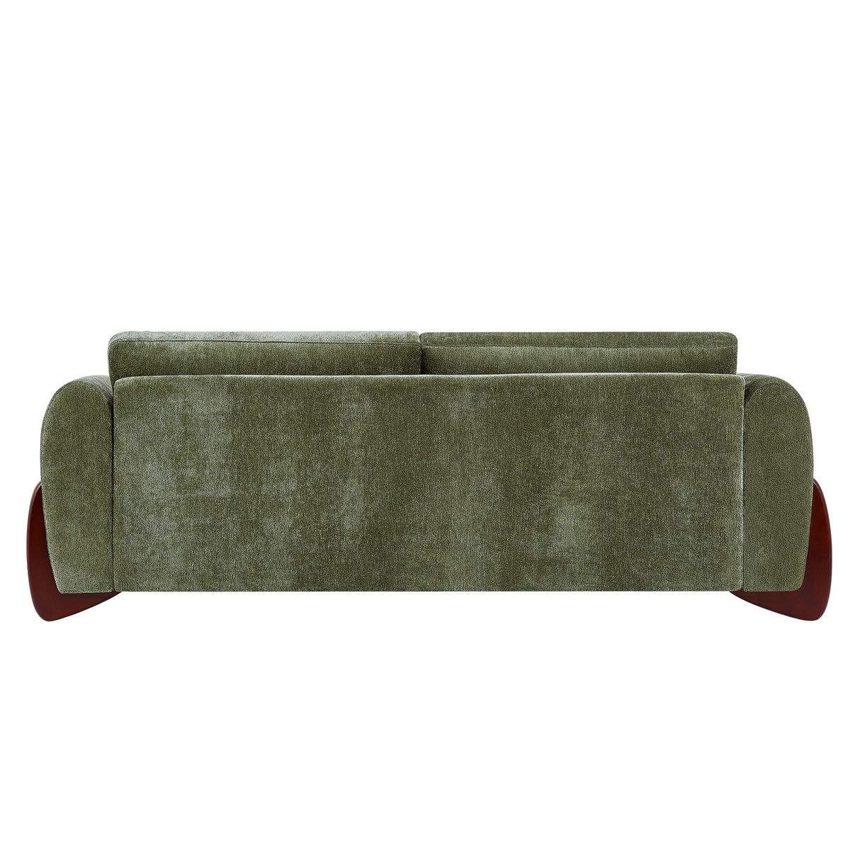 89"L Chenille Sofa with Wooden Legs – Olive
