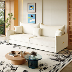 King Pull Out Sofa Bed, 3-In-1 Convertible Bed With 3 Pillows