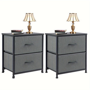 Set of 2 Nightstands with Drawers, Small End Tables with Storage for Bedroom & Office