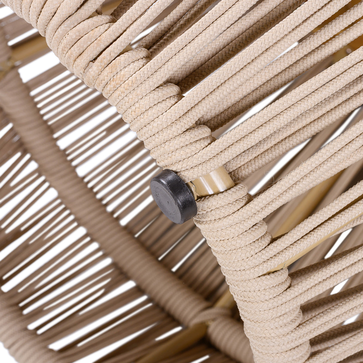 Acacia Wood Side Table with Beige Rope Base