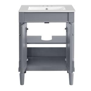Bathroom Vanity With Top Sink, 2 Tier Storage Cabinet