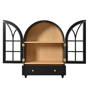 Arched Display Cabinet with Tempered Glass Doors